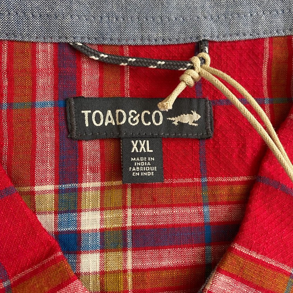 Toad & Co Plaid Airscape Short Sleeve Shirt Canoe  NWT XXL   - 1A1049 - Picture 2 of 6